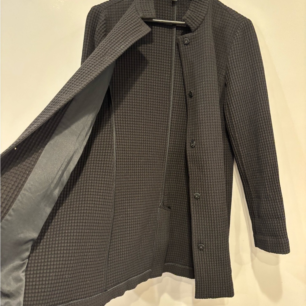 Eileen Fisher Black Ribbed Trench Coat - Picture 6 of 16